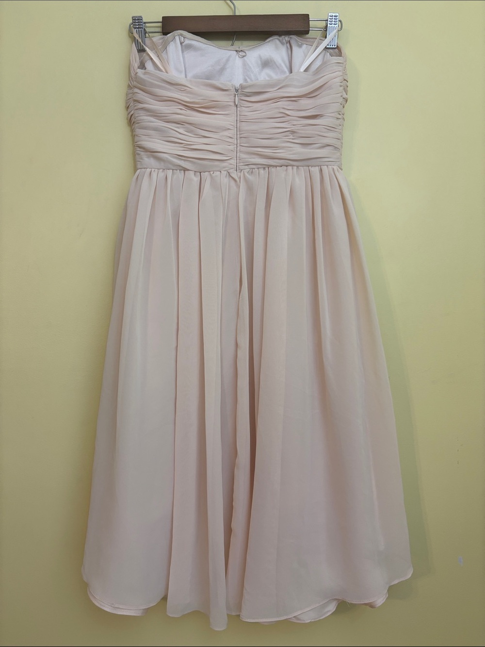 Pearl Georgina Chapman Strapless Blush Pink High-Low Chiffon Dress Beaded Bodice - Picture 13 of 16